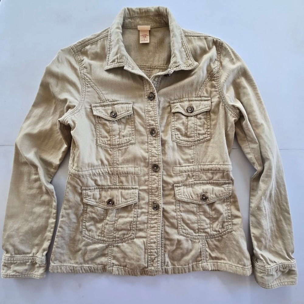 Mossimo Utility Field Jacket Womens Large Khaki Tan Safari‎ Gorpcore Military - Picture 4 of 14